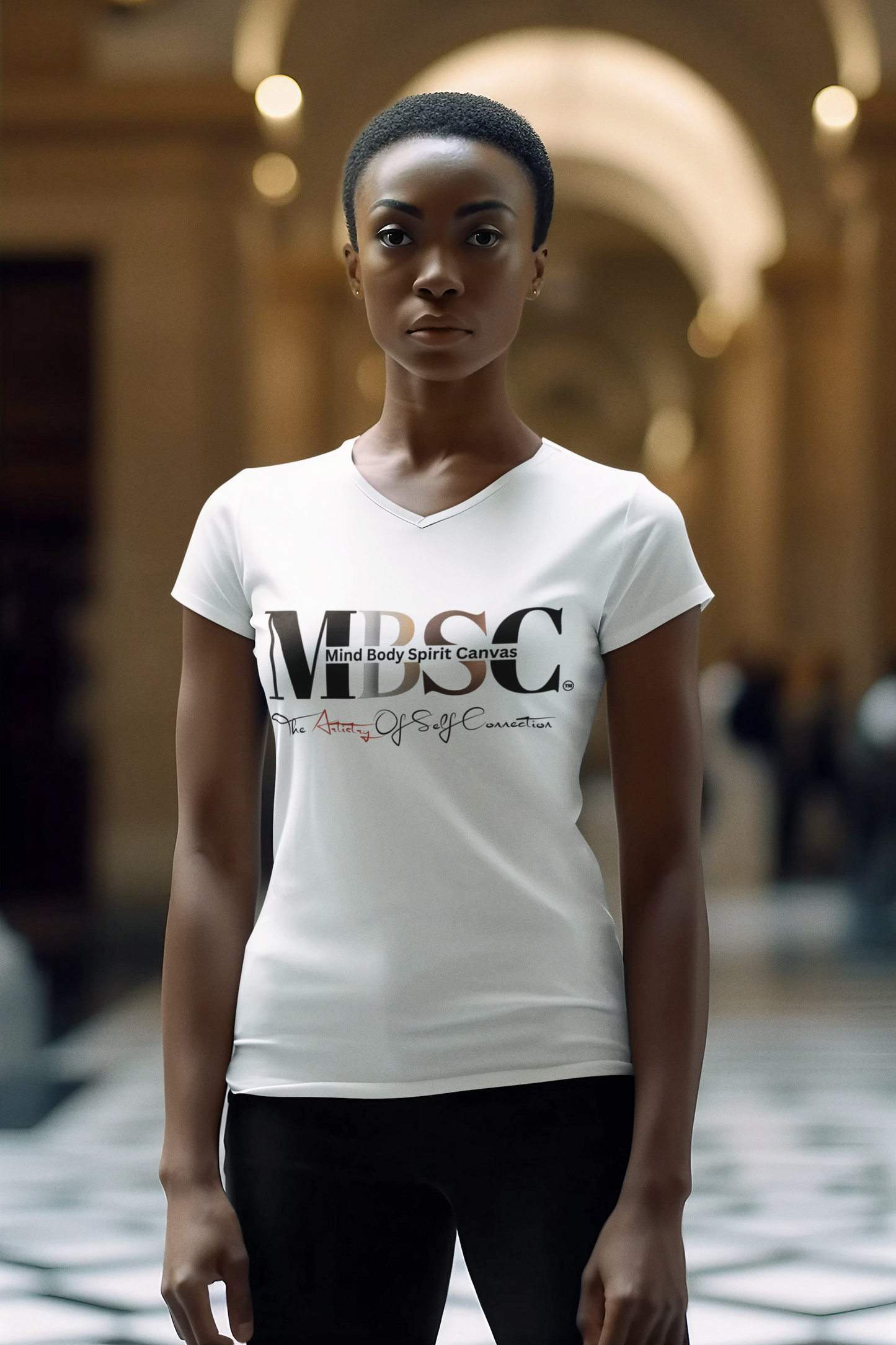 Women's/Unisex Jersey Short Sleeve V-Neck Tee-MBSC1A