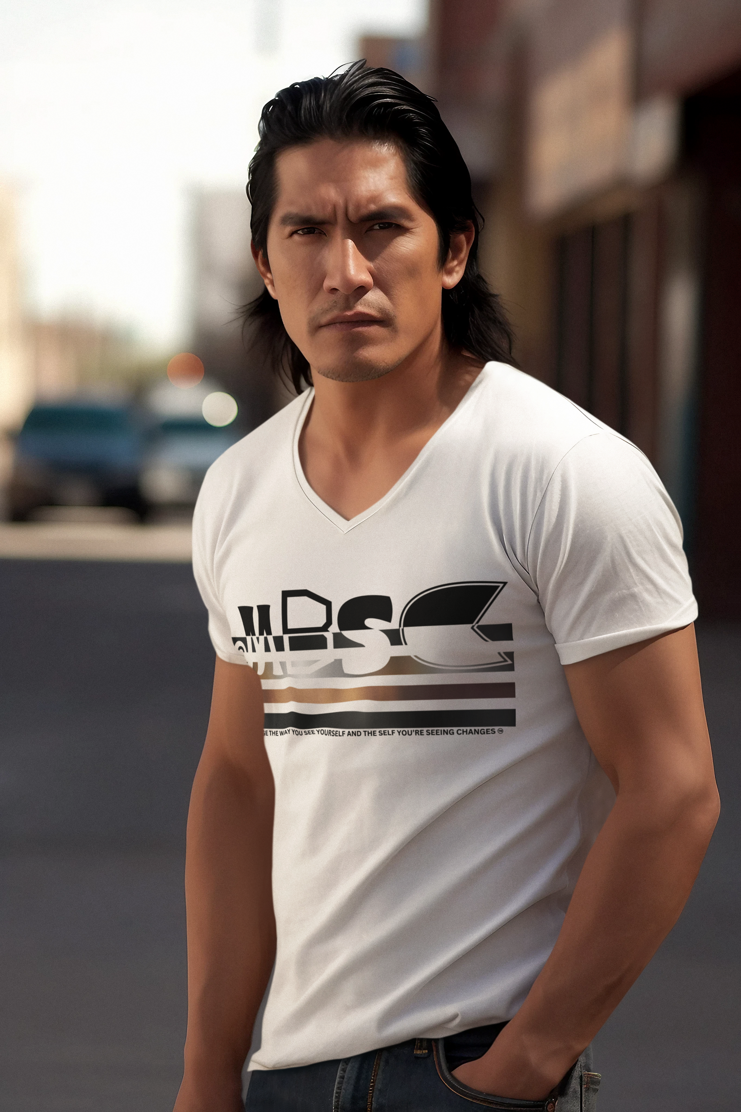 Men's Fitted V-Neck Short Sleeve Tee-H3A